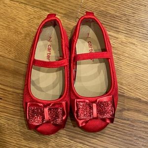 Carter’s Red Ballet flats with sparkle bow
